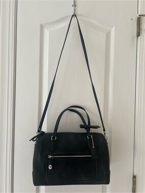 COACH Poppy East/West Textured Patent Leather Satchel Bag